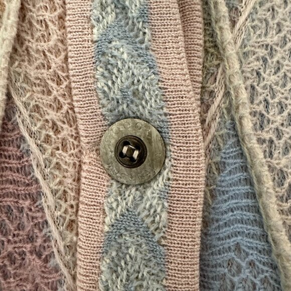 Coogi Vintage Size Medium Button Front Cardigan Sweater in Multi Pastels - Picture 4 of 8
